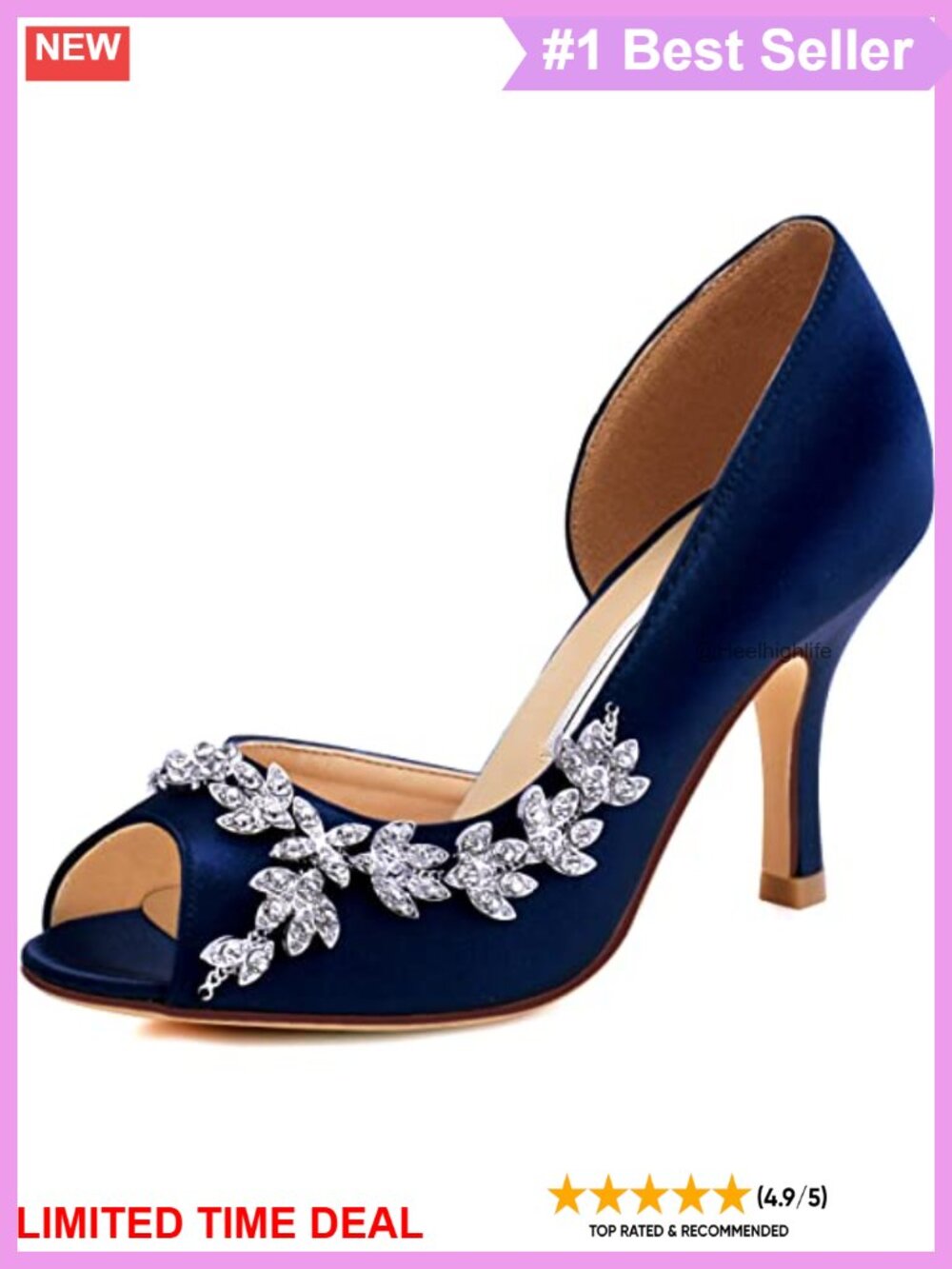 Rhinestone Peep Toe D'Orsay High Heel Wedding Pumps